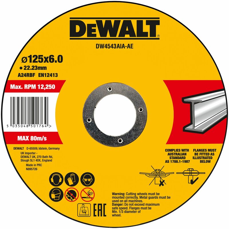 Meule à ébarber Dewalt haute performance 125x6x22 23mm métal type 42 déportée DW4543AIA AE