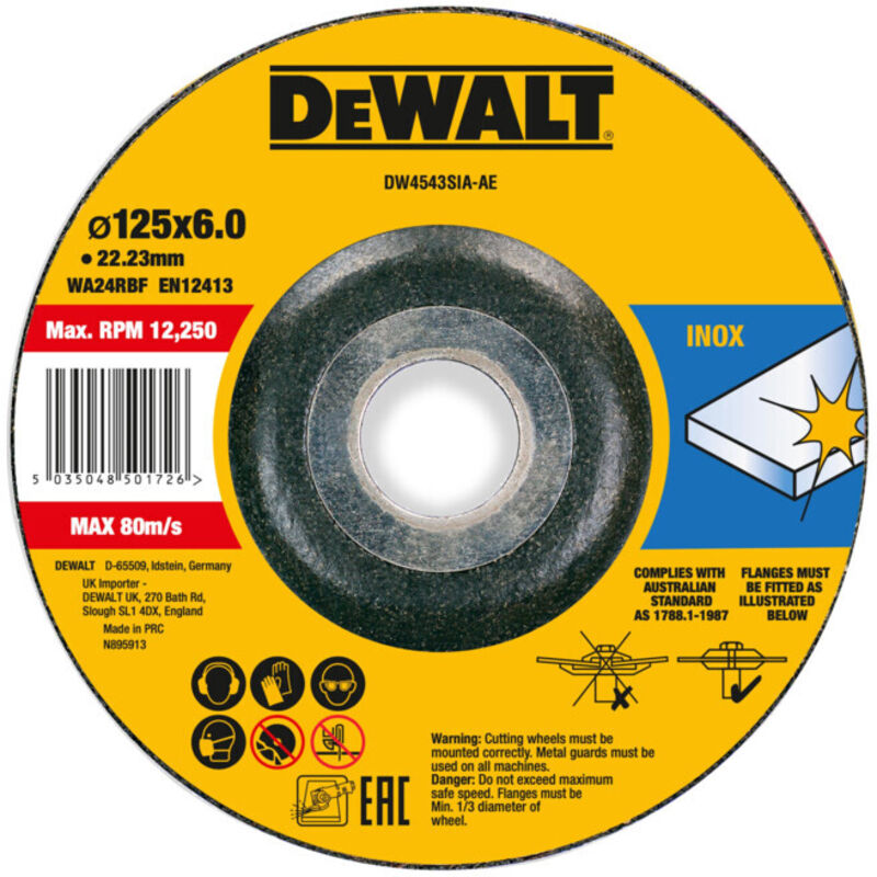 DeWALT Meule à ébarber High Performance 125x6x22 23mm DW4543SIA AE