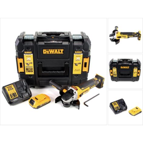 Dewalt – Meuleuse sans fil 18V 125 mm – Moteur Brushless XR – 800W – Vitesse 9000 tr/min – Avec 1 batterie 2Ah et chargeur – Boîtier TStak