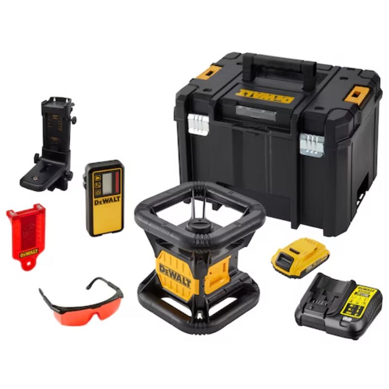 Niveau laser rotatif Simple pente intérieur 18V Dewalt avec batterie 18V 2.0Ah - chargeur - accessoires - tstak - DCE074D1R