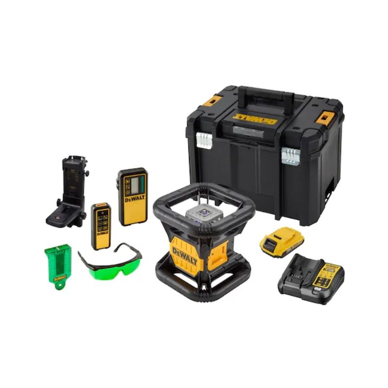 Niveau laser rotatif double pente extérieur à lignes vertes Dewalt avec batterie 18V 2Ah - chargeur - coffret - DCE079D1G-QW