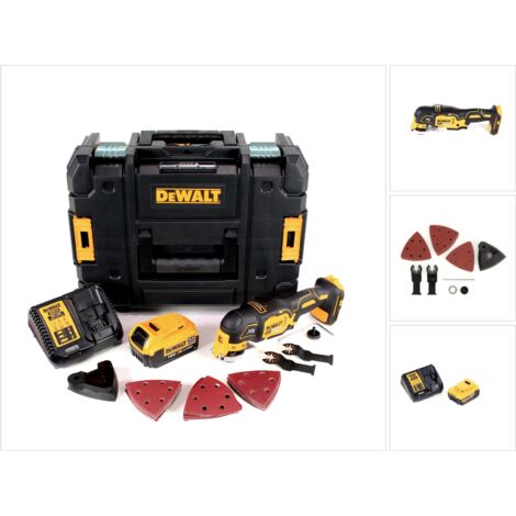 Dewalt – Outil oscillant multi-cutter sans fil 18V – Moteur Brushless – 1 batterie 4Ah – Coffret TSTAK avec 29 accessoires – Pour bois dur et teck - DCS355M1
