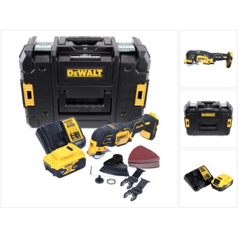 Dewalt – Outil oscillant multi-cutter sans fil 18V – Moteur Brushless – Avec 1 batterie 5,0Ah et chargeur – Coffret TSTAK avec 29 accessoires - DCS355P1