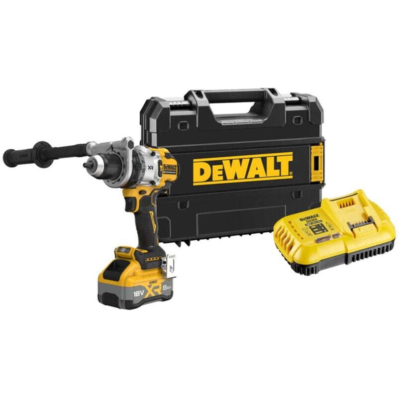 Dewalt - Outillage - Perceuse à percussion sans fil 18V, 1 batterie 8,0 Ah xr, chargeur DCD1007WW1T