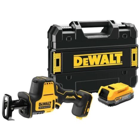 DeWALT Outillage - Scie sabre compacte sans fil 18V, batterie 1,7 Ah POWERSTACK DCS369E1T