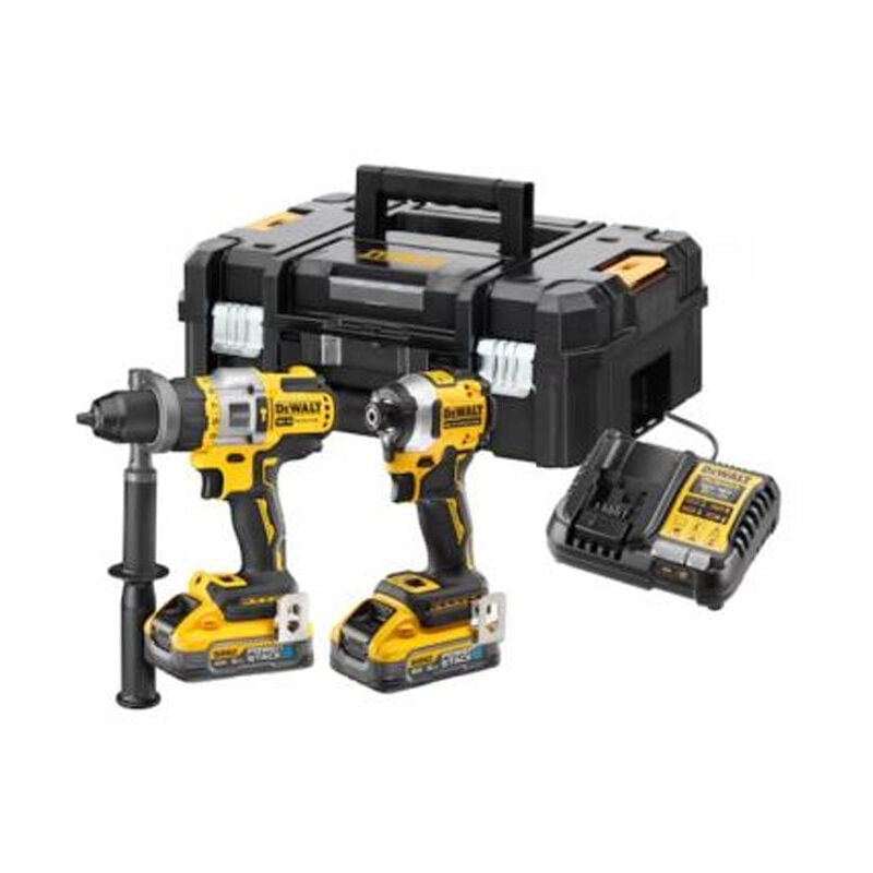 Pack 2 Outils Brushless DEWALT DCK2052H2T-QW XR 18V - Perceuse Percussion DCD999 + Visseuse à Chocs DCF850 + 2 batteries POWERSTACK 5Ah Li-Ion +