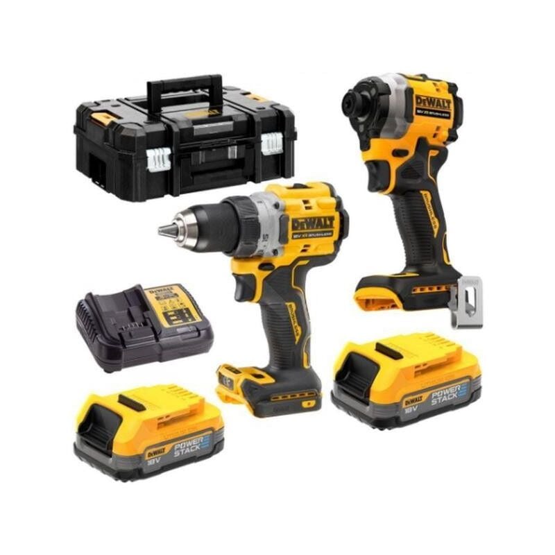 Outillage - Set perceuse-visseuse et clé à choc sans fil 18V, 2 batteries 1,7 Ah powerstack, chargeurs DCK2051E2T - Dewalt