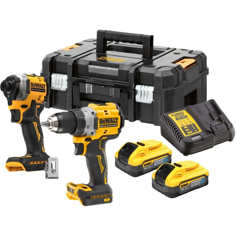 Pack de batteries combiné DCK2051H2T- DCD800 + DCF850, 2x 5,0Ah Powerstack + chargeur Dewalt