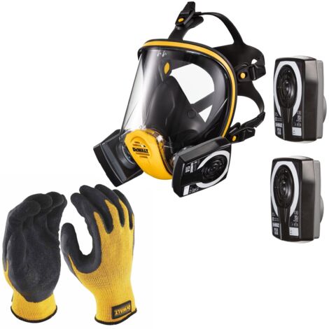Dewalt P3 Filter Full Face Dust Mask Respirator Med + Gloves + Extra P3 Filters