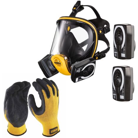 Dewalt P3 Full Face Dust Mask Respirator Large + Extra P3 Filters + Gloves