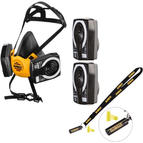 Dewalt P3 Half Mask Respirator Medium Dust Mask + Extra P3 Filters + Ear Plugs