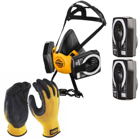 Dewalt P3 Half Mask Respirator Medium Dust Mask with Extra P3 Filters + Gloves
