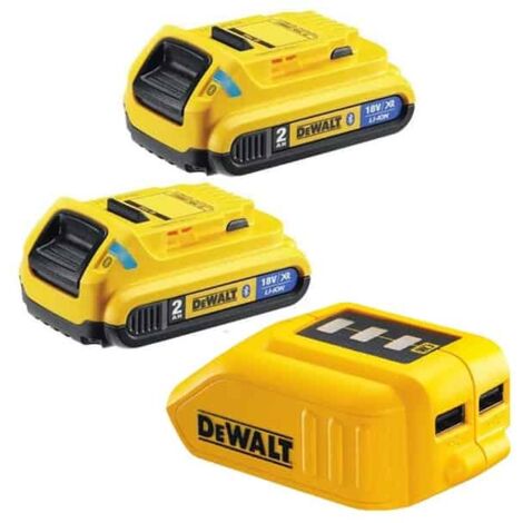 DEWALT Pack 2 batteries bluetooth 18V 2Ah + Adapt USB - DCB283BC