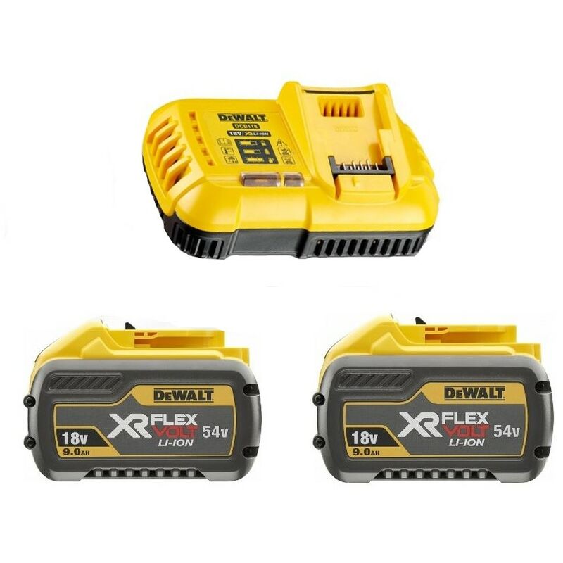 DCB118X2 Pack 2 batteries xr Flexvolt 18V/54V 9Ah Li-Ion + Chargeur - Dewalt