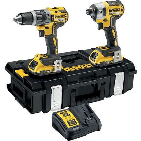 Dewalt – Pack perceuse à percussion DCD796 – visseuse à chocs DCF887 18V – DCK266D2 – 2 batteries 2.0Ah – Moteur sans charbon