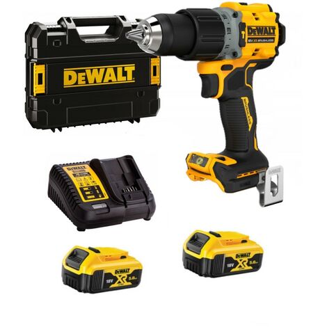 Dewalt – Perceuse à percussion DCD805P2T 18V – Moteur Brushless 90Nm – 2 batteries 5Ah – Coffret avec chargeur – Compacte pour espaces confinés
