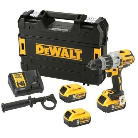 Dewalt – Perceuse à percussion sans fil 18V avec 3 batteries 5.0Ah – Moteur Brushless – Couple 95Nm pour perçage béton et métal – Mallette TSTACK