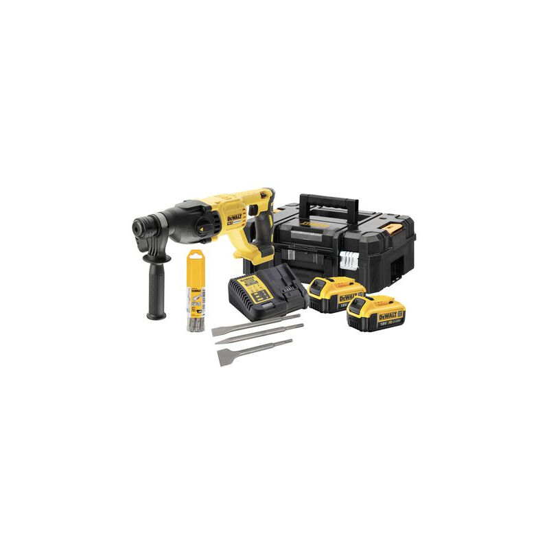 Perforateur DEWALT DCH133M2K – 18V, 4Ah, 2 Batteries, Coffret, 6 Forets, 3 Burins - vue 2