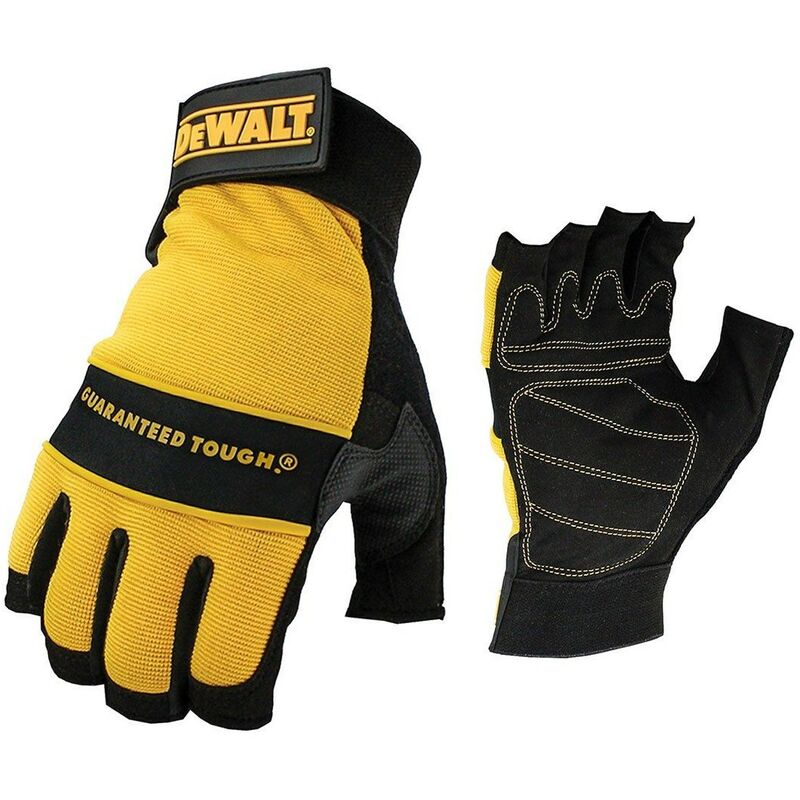 Fingerless Gloves Synthetic Padded Leather Palm and Brow Wipe DEWPERFORM4 - Dewalt