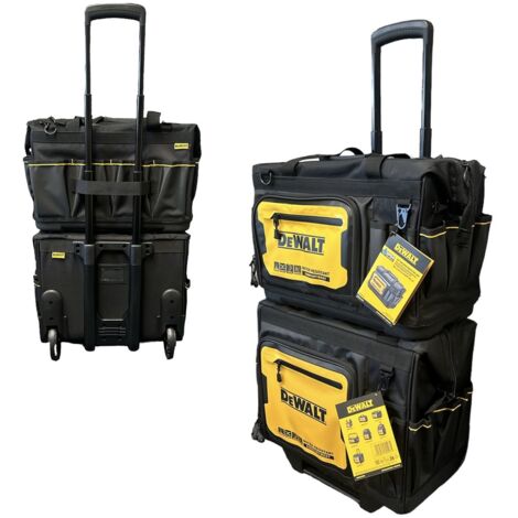 Dewalt Pro Rolling Wheeled Tool Bag Case Soft Storage Stackable + 20"" Tool Bag