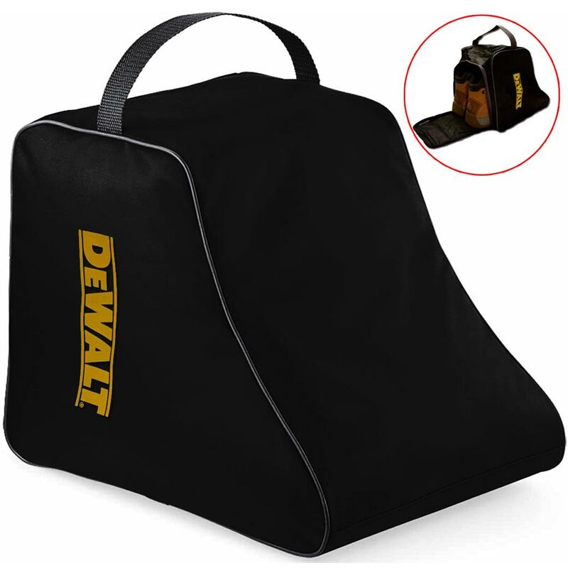 Safety Boot Bag Work Boot Bag Black + Logo - Heavy Duty Zip Hard Base Bag - Dewalt