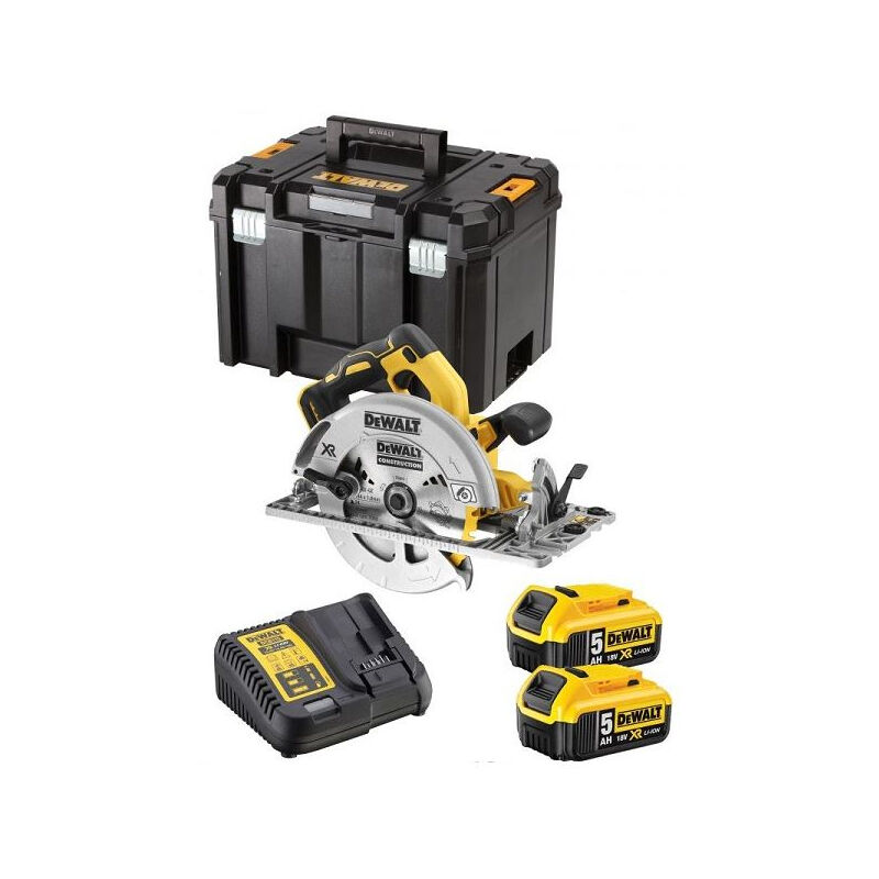 Scie circulaire xr 5Ah 184 mm Dewalt 2 Batteries + Coffret Tstak - DCS572P2-QW