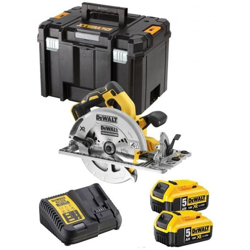 Scie circulaire XR 5Ah 184 mm DEWALT + 2 Batteries + Coffret Tstak DCS572P2 QW - vue 2
