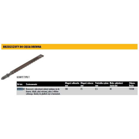 DEWALT STICHSÄGEBLATT 100 x 2,5 mm T101BR HOLZ/GIPS / 5 Stk.