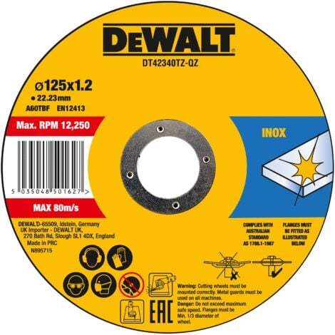 DEWALT - GT SPECIALS DeWalt Trennscheibe Edelstahl flach 125mm x 1.2 mm x 22,23 mm 10 Stück