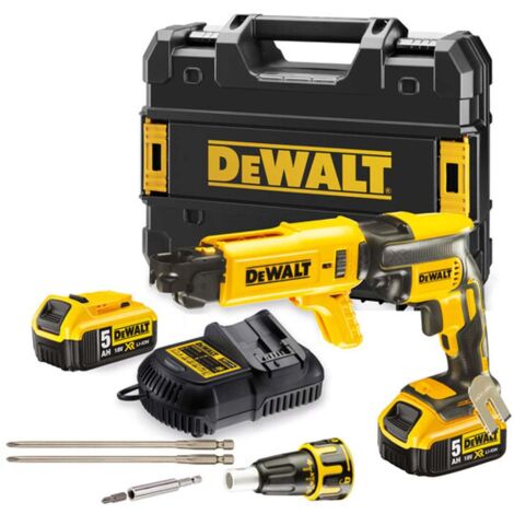 Dewalt DCF620P2K-QW DCF620P2K-QW-Brushless Plasterboard Screwdriver XR 18V con 2 batterie agli ioni di litio da 5Ah + caricatore rapido a vite e custodia TSTAK, 18 W, 18 V