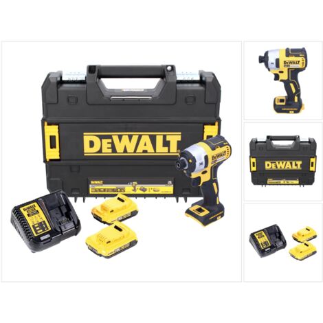 Dewalt – Visseuse à chocs sans fil 18V – Moteur Brushless – Couple 205Nm – 2 batteries 2Ah – Boîtier TStak et chargeur inclus
