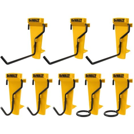 DEWALT Werkzeughaken de hand, pack de 8 stabile Wandhaken de zur Organisation von Elektro-, Hand- und Gartenwerkzeugen in Ihrer Werkstatt, Garage oder im Keller.