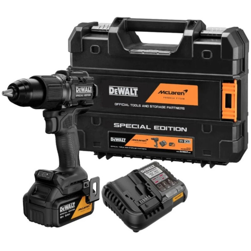 Dewalt x Mclaren F1 DCD86MP1T 18v XR Cordless Combi Drill Kit - 1 x 5.0ah Battery, Charger & Case