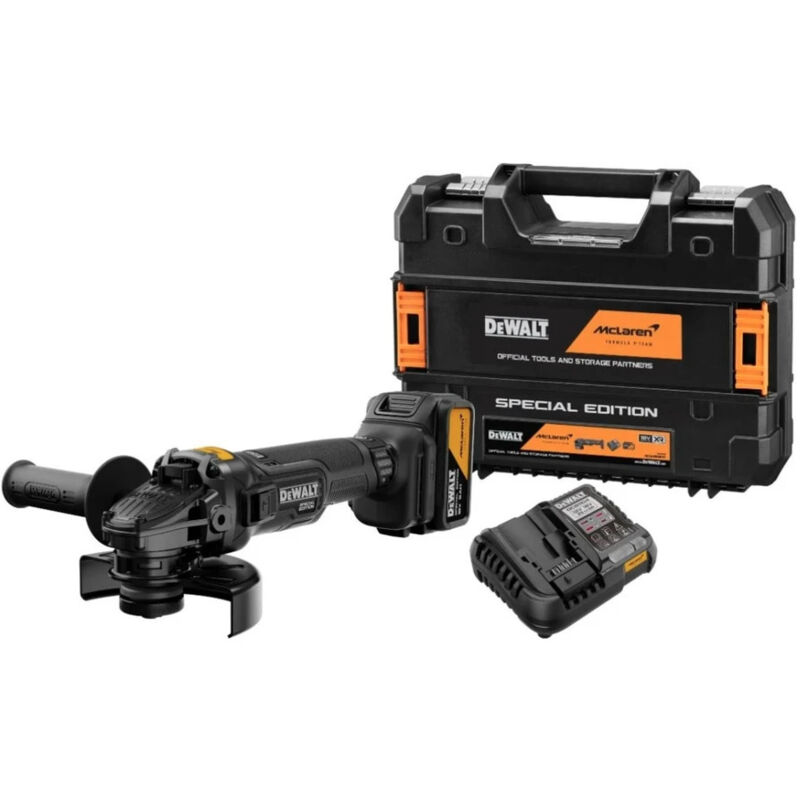DeWalt x McLaren F1 DCG45MP1T Cordless Brushless 125mm Angle Grinder Kit -1 x 5.0ah Battery, Charger & Case