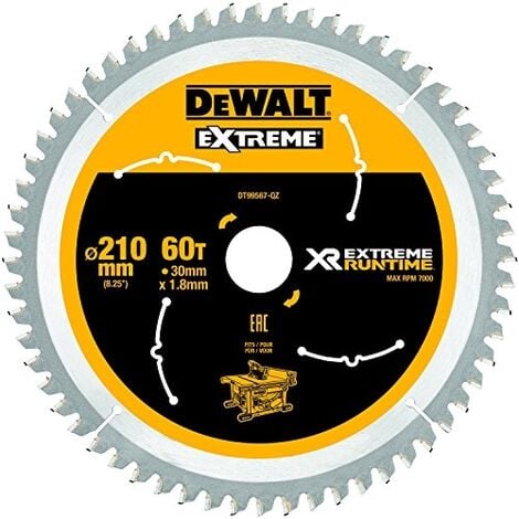DEWALT XR EXTREME RUNTIME LAME DE SCIE CIRCULAIRE STATIQUE, 1 PIÈCE, 210/30 MM 60 WZ/FZ, DT99567 DE QZ