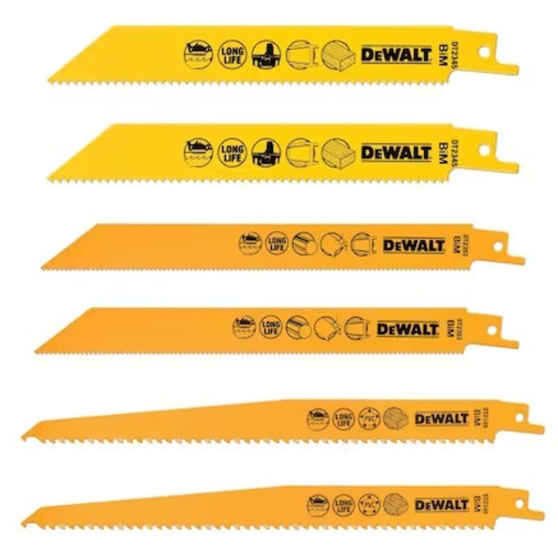 Lame DEWALT pour scie sabre Coffret de 6 DT2444 QZ