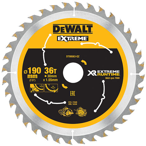 DEWALT XR FlexVolt Circular Saw Blade 190 x 30mm x 36T DEWDT99563QZ