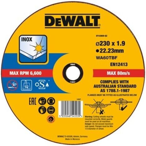 DeWALT Zubehör - Trennscheibe: 230 x 22.2 x 1.9 mm DT43909