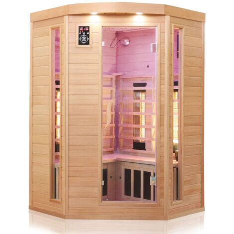 Dewello Infrarotkabine Infrarotsauna Wärmekabine LAKEFIELD 3 120cm x 120cm inkl. Vollspektrumstrahler, Bodenstrahler
