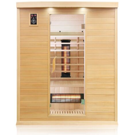 Dewello Infrarotkabine Infrarotsauna Wärmekabine PIERSON 160cm x 105cm inkl. Vollspektrumstrahler, Bodenstrahler