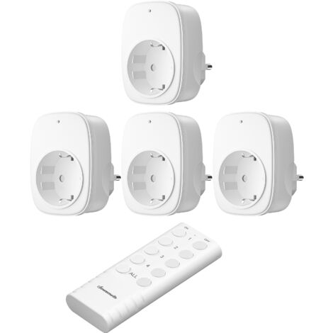 DEWENWILS Enchufe Inalámbrico con Control Remoto, 16A 3680W, Material Ignífugo, Interruptor de Luz Expandible, 50M Alcance, 1V4 Preprogramado, Interruptor de Pared Inalámbrico de Encendido/Apagado