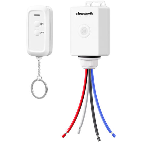 DEWENWILS Funkschalter Außen mit Fernbedienung, 30M Reichweite, Funk Wandsender 230V IP65 Aussenbereich, 3000W Wandschalter mit Sender, Weiß