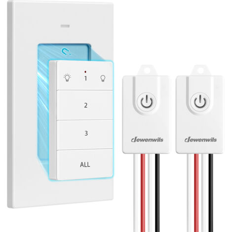 DEWENWILS Funkschalter Set 230 V, 2 x Empfänger + 1 x Wandsender, 3000W, Weiß