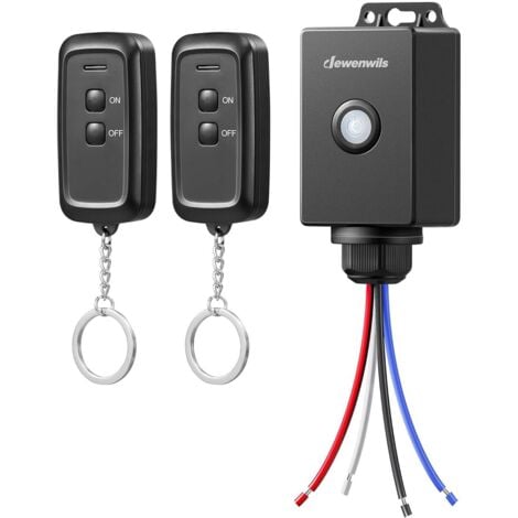 DEWENWILS Interrupteur Sans Fil Extérieur et Intérieur, IP65 Étanche, 1 Récepteur , Noir