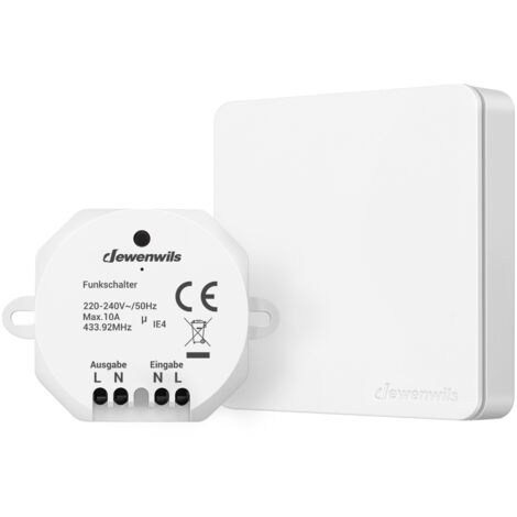 DEWENWILS Kit interruttore wireless, 1 ricevitore + 1 interruttore a parete, 10A 2300W, portata 30 m