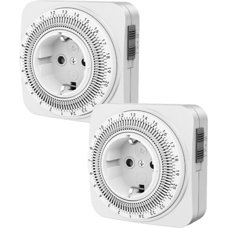 DEWENWILS Mechanische Zeitschaltuhr, 24h Timer mit 96 Segmenten, 2er-Pack, Weiß
