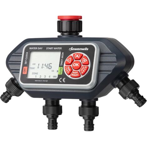 DEWENWILS Programmateur d'arrosage extérieur 4 voies - 4 programmes par zone- minuteur d'arrosage