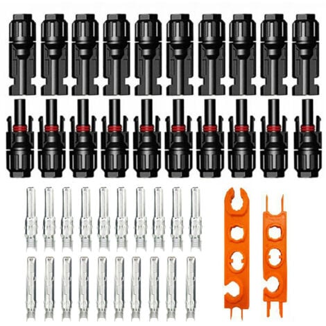 DEWIN 10 Paar Solarstecker, wasserdicht, MC4-Stecker/Buchse, Solar-PV-Kabelstecker mit 2 Schraubenschlüsseln