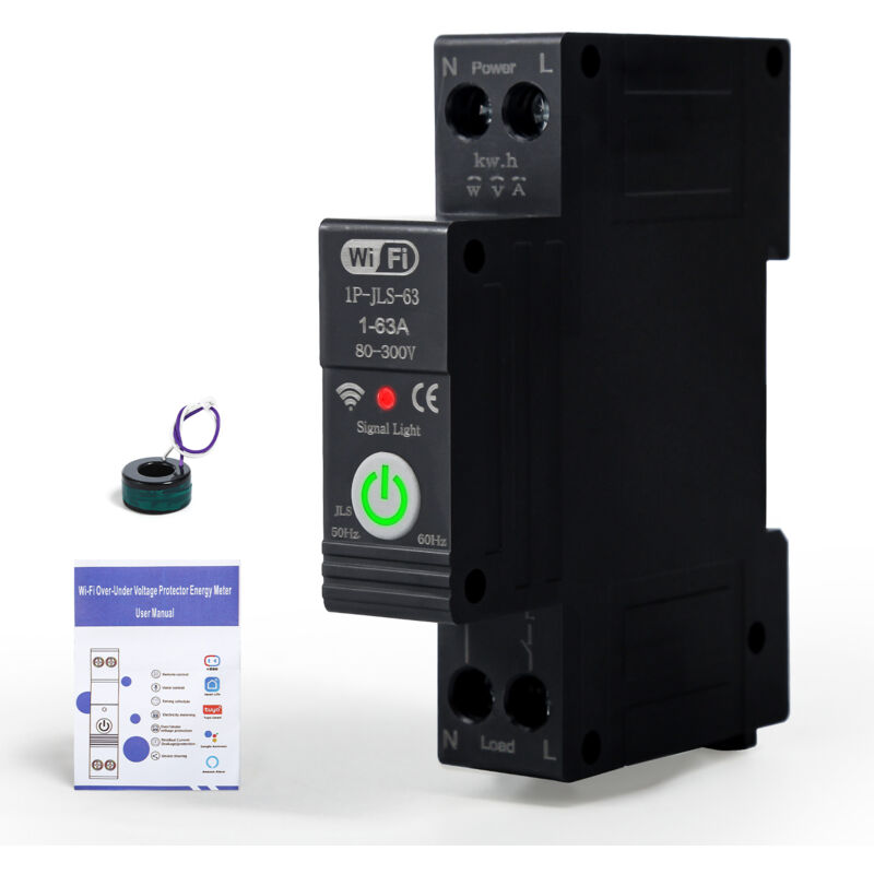 Dewin - 1P 63A WiFi Disjoncteur Intelligent Minuterie de Mesure Commutateur à Distance Vocal avec Protection Contre Les Fuites