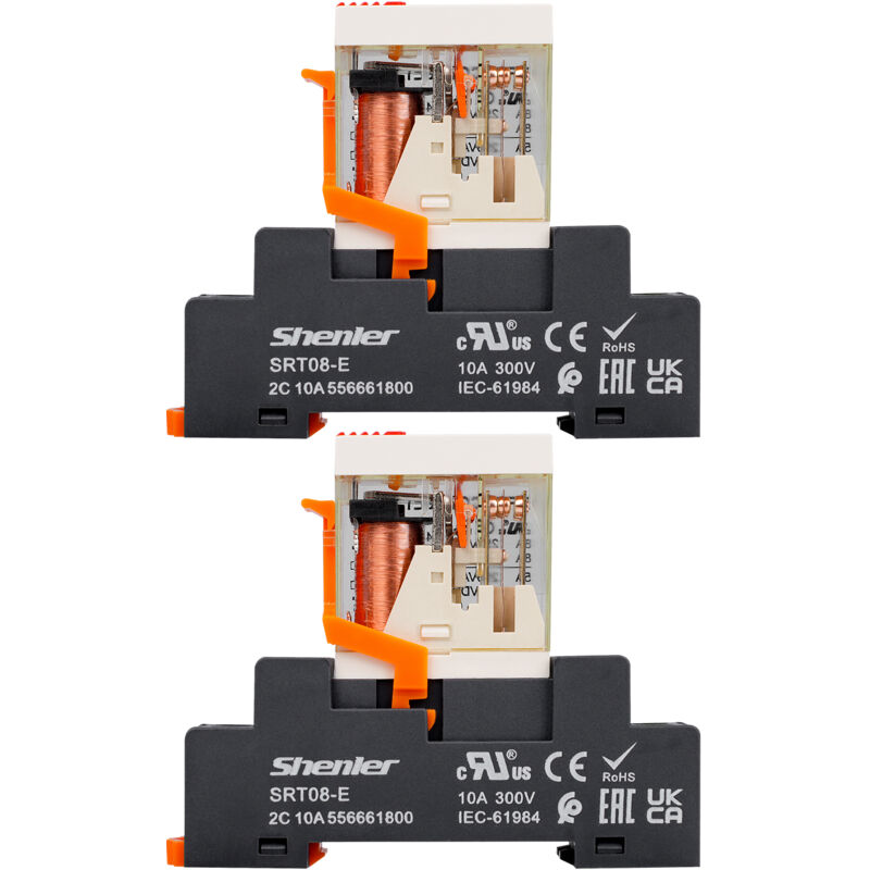 Dewin - 2 Set RFT2CO730LT Relais intermédiaire sur Rail din Relais de Puissance électromagnétique avec Base de Prise AC230V